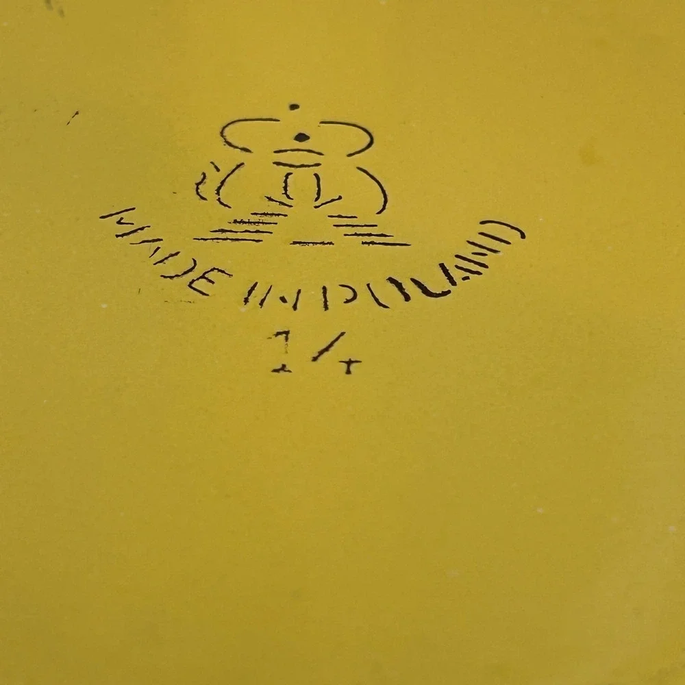 Vintage Yellow Enamelware Saucepan Brown Floral Pattern Retro Kitchen Pot 6 Inch
